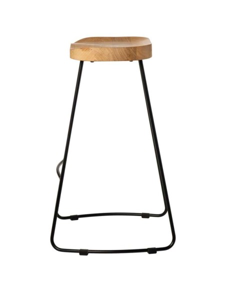 Taburete Alto SHAPT 75 cm, Metal Negro / Madera Natural. Vackart
