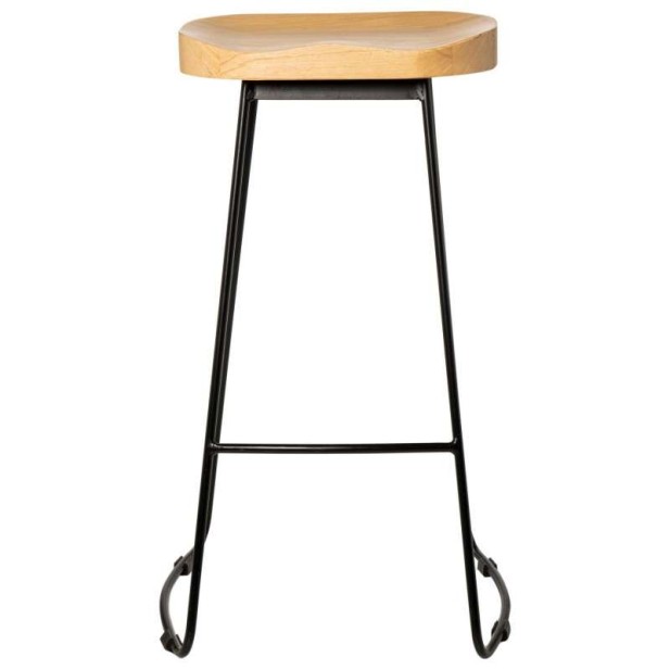 Taburete Alto SHAPT 75 cm, Metal Negro / Madera Natural. Vackart Taburete Alto SHAPT 75 cm, Metal Negro / Madera Natural. Vackart