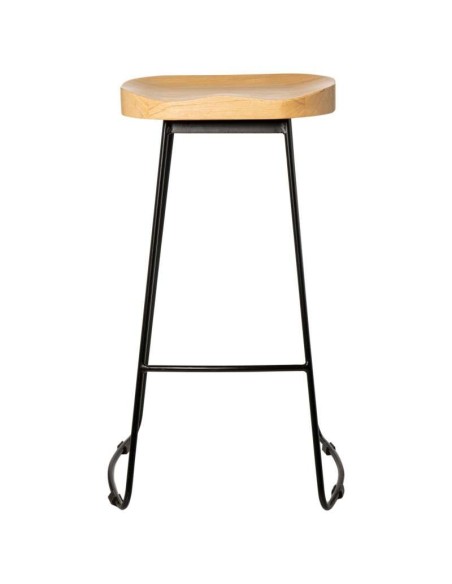 Taburete Alto SHAPT 75 cm, Metal Negro / Madera Natural. Vackart