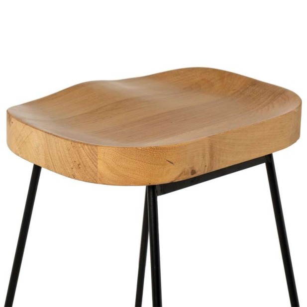 Taburete Alto SHAPT 75 cm, Metal Negro / Madera Natural. Vackart Taburete Alto SHAPT 75 cm, Metal Negro / Madera Natural. Vackart