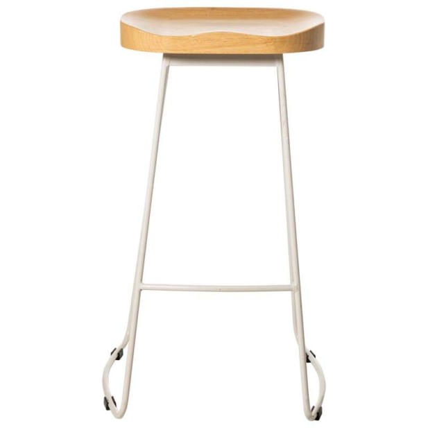 Taburete Alto SHAPT 75 cm, Metal Blanco / Madera Natural. Vackart Taburete Alto SHAPT 75 cm, Metal Blanco / Madera Natural. Vackart