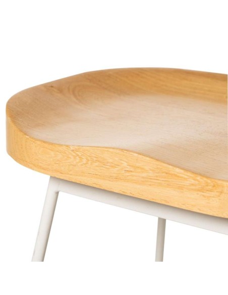 Taburete Alto SHAPT 75 cm, Metal Blanco / Madera Natural. Vackart
