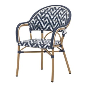 Silla Exterior MOMENT, Metal Bambú / Ratán Sintético Azul - Vackart. Las más exclusivas y modernas sillas de diseño nórdico, solo en Vackart tu tienda diseño.