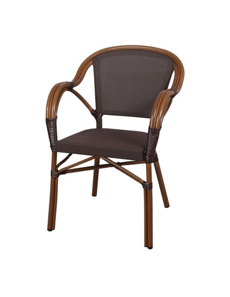 Silla Exterior TENDER, Metal Bambú / Textilene Marrón. Vackart