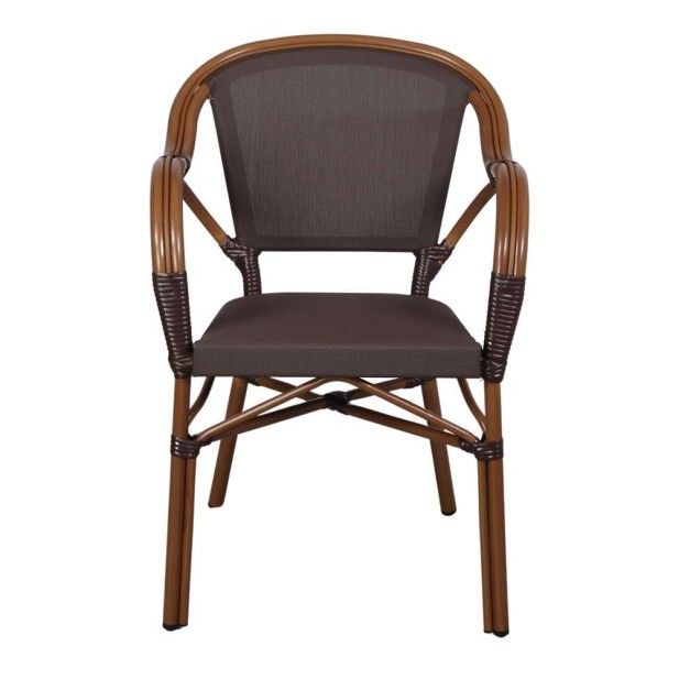 Silla Exterior TENDER, Metal Bambú / Textilene Marrón. Vackart Silla Exterior TENDER, Metal Bambú / Textilene Marrón. Vackart