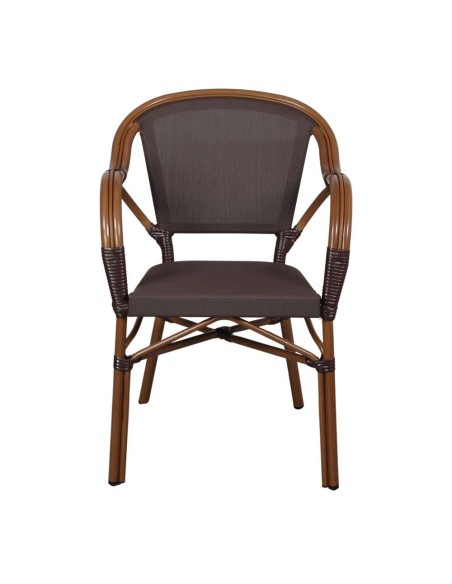 Silla Exterior TENDER, Metal Bambú / Textilene Marrón. Vackart