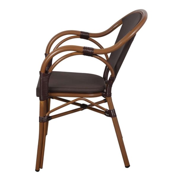 Silla Exterior TENDER, Metal Bambú / Textilene Marrón. Vackart Silla Exterior TENDER, Metal Bambú / Textilene Marrón. Vackart