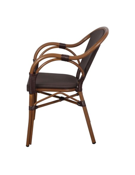 Silla Exterior TENDER, Metal Bambú / Textilene Marrón. Vackart
