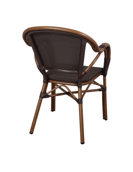 Silla Exterior TENDER, Metal Bambú / Textilene Marrón. Vackart