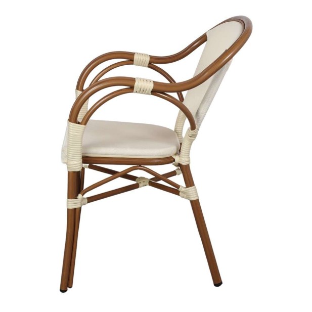 Silla Exterior TENDER, Metal Bambú / Textilene Beige. Vackart Silla Exterior TENDER, Metal Bambú / Textilene Beige. Vackart