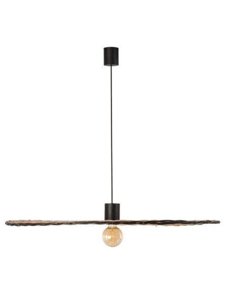 Lámpara de Techo LAMPEDUSA MAXI, Ratán Natural / Metal Negro. Vackart
