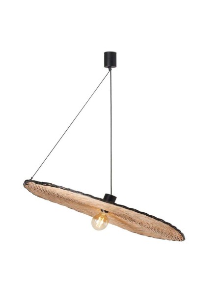 Lámpara de Techo LAMPEDUSA MAXI, Ratán Natural / Metal Negro. Vackart