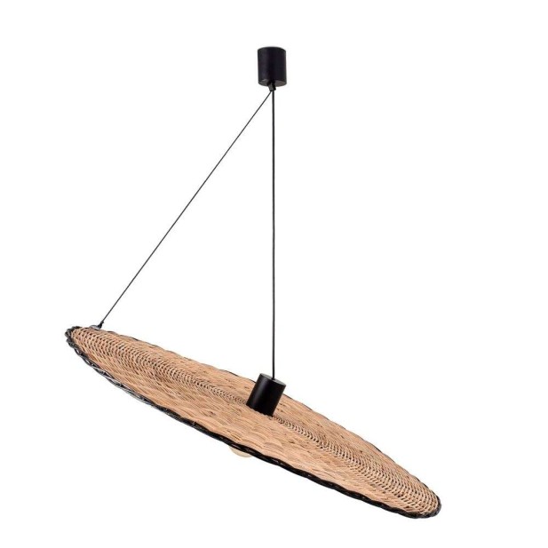 Lámpara de Techo LAMPEDUSA MAXI, Ratán Natural / Metal Negro. Vackart