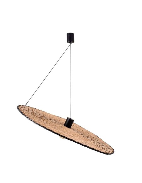 Lámpara de Techo LAMPEDUSA MAXI, Ratán Natural / Metal Negro. Vackart