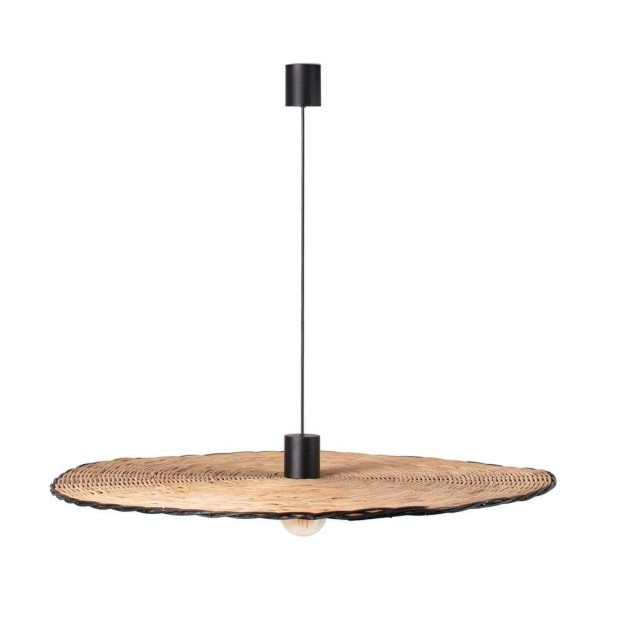 Lámpara de Techo LAMPEDUSA MAXI, Ratán Natural / Metal Negro. Vackart