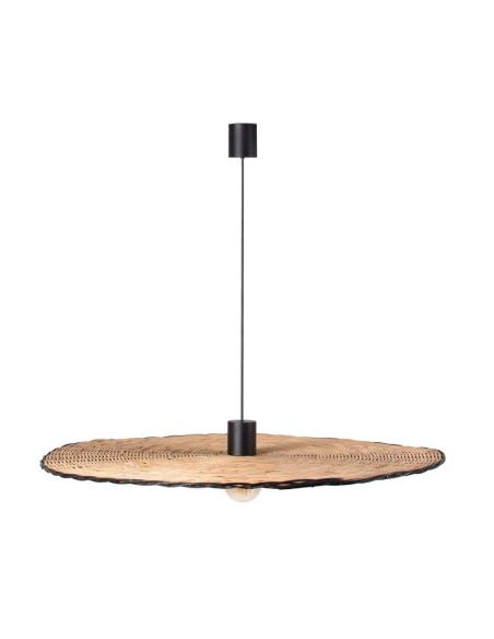Lámpara de Techo LAMPEDUSA MAXI, Ratán Natural / Metal Negro. Vackart