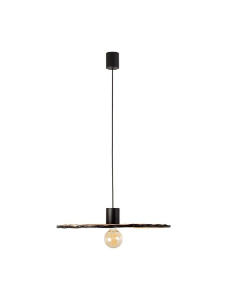 Lámpara de Techo LAMPEDUSA MINI, Ratán Natural / Metal Negro. Vackart