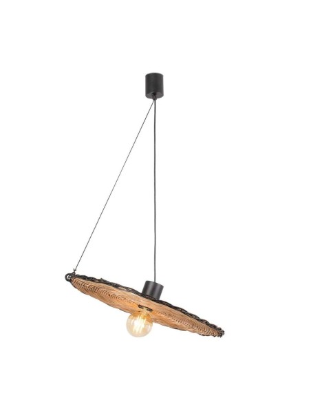 Lámpara de Techo LAMPEDUSA MINI, Ratán Natural / Metal Negro. Vackart