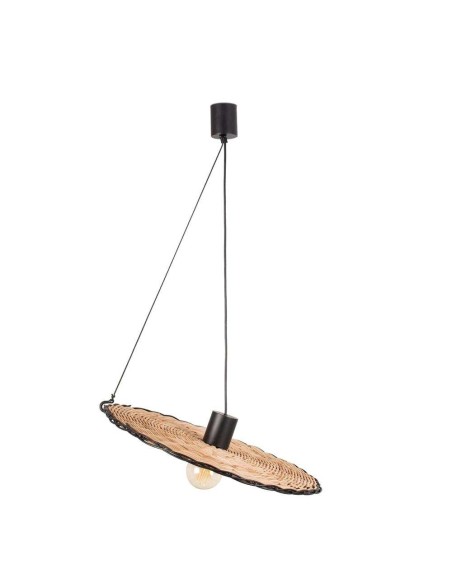 Lámpara de Techo LAMPEDUSA MINI, Ratán Natural / Metal Negro. Vackart