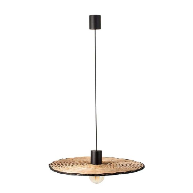 Lámpara de Techo LAMPEDUSA MINI, Ratán Natural / Metal Negro. Vackart