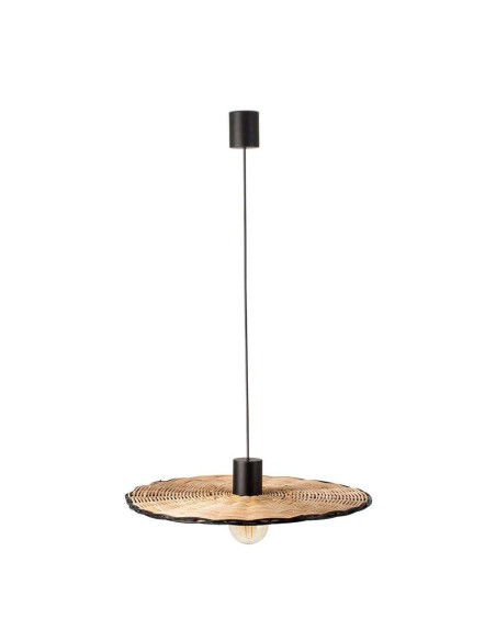 Lámpara de Techo LAMPEDUSA MINI, Ratán Natural / Metal Negro. Vackart