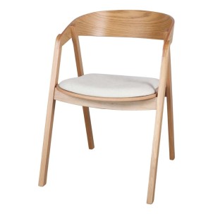 Silla con Brazos FRANKY, Roble Natural / Textil Beige. Vackart