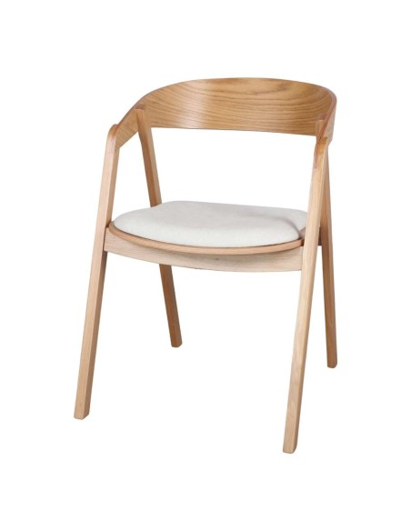 Silla con Brazos FRANKY, Roble Natural / Textil Beige. Vackart