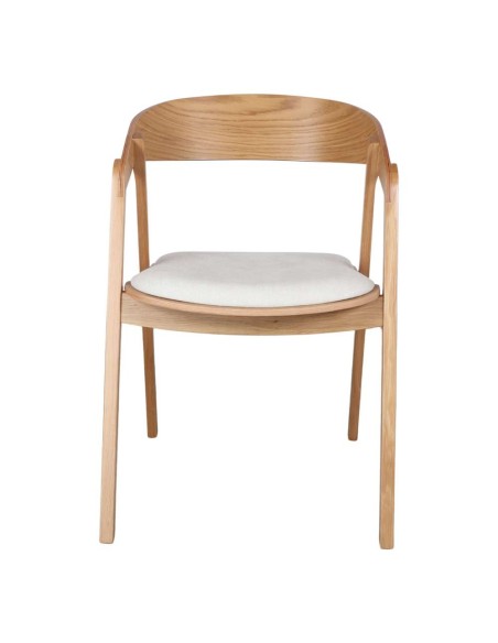 Silla con Brazos FRANKY, Roble Natural / Textil Beige. Vackart