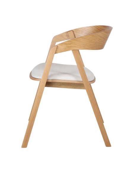 Silla con Brazos FRANKY, Roble Natural / Textil Beige. Vackart