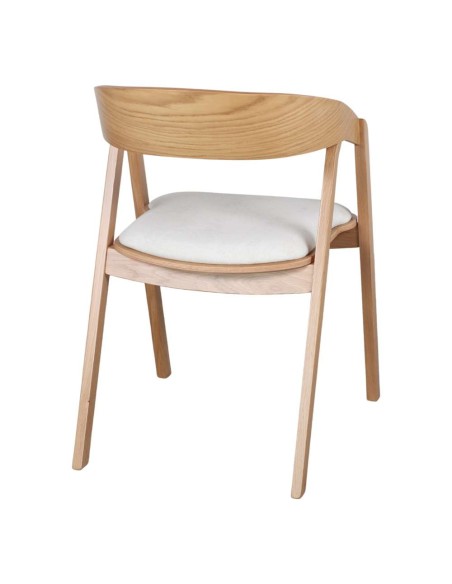 Silla con Brazos FRANKY, Roble Natural / Textil Beige. Vackart