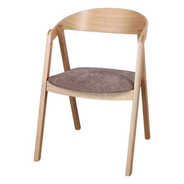 Silla con Brazos FRANKY, Roble Natural / Textil Trufa. Vackart