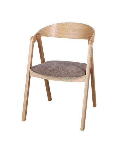 Silla con Brazos FRANKY, Roble Natural / Textil Trufa. Vackart