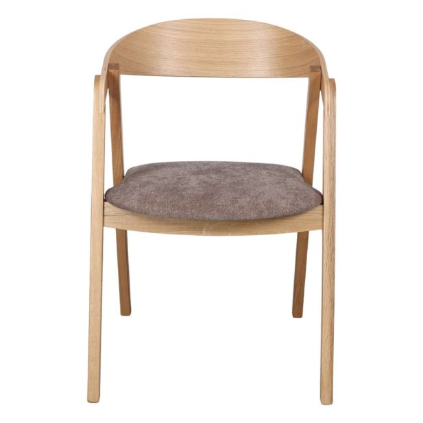 Silla con Brazos FRANKY, Roble Natural / Textil Trufa. Vackart