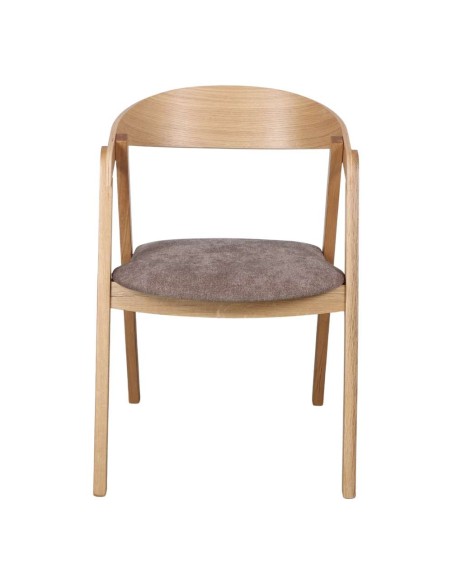 Silla con Brazos FRANKY, Roble Natural / Textil Trufa. Vackart
