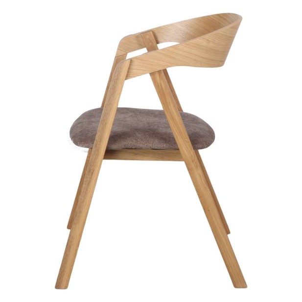 Silla con Brazos FRANKY, Roble Natural / Textil Trufa. Vackart