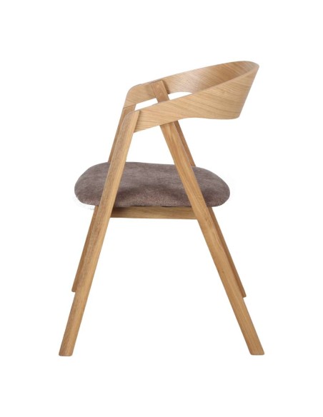 Silla con Brazos FRANKY, Roble Natural / Textil Trufa. Vackart