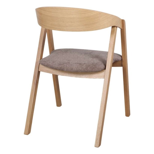 Silla con Brazos FRANKY, Roble Natural / Textil Trufa. Vackart