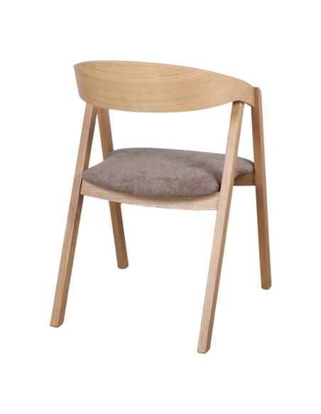 Silla con Brazos FRANKY, Roble Natural / Textil Trufa. Vackart