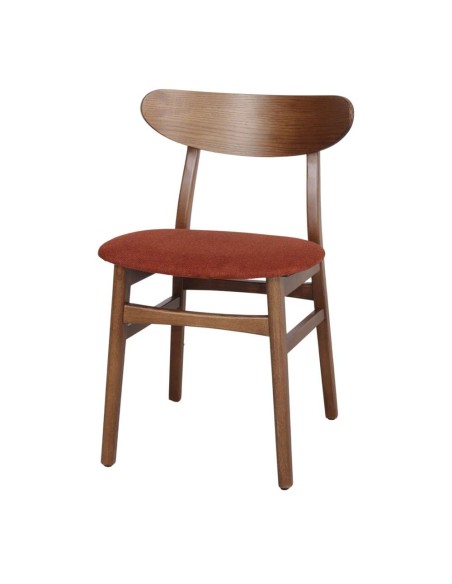 Silla BURIAL, Madera Maciza / Textil Teja. Vackart