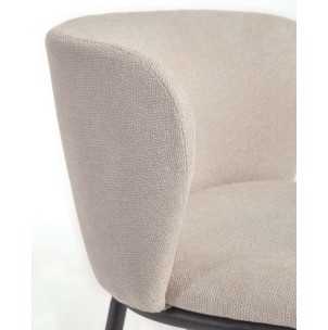 Taburete Ciselia 65 cm chenilla beige/acero negro - Kave Home 2