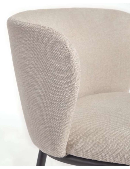 Taburete Ciselia 65 cm chenilla beige/acero negro - Kave Home