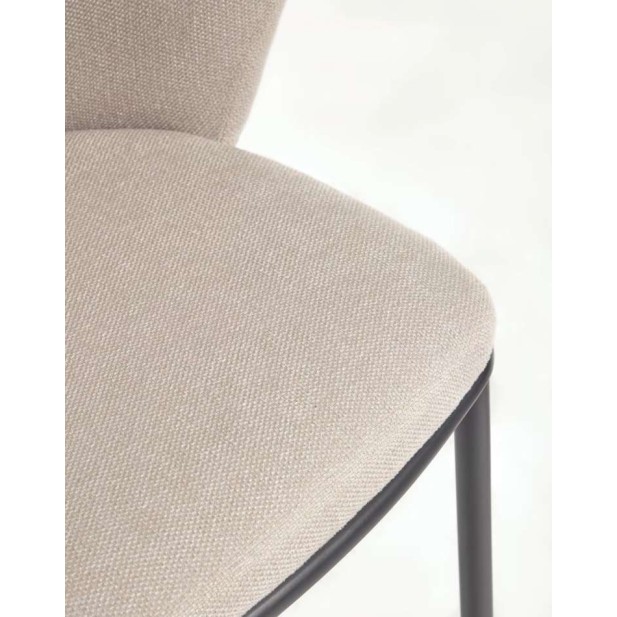 Taburete Ciselia 65 cm chenilla beige/acero negro - Kave Home Taburete Ciselia 65 cm chenilla beige/acero negro - Kave Home