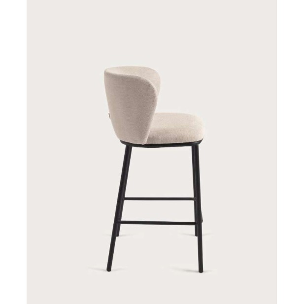 Taburete Ciselia 65 cm chenilla beige/acero negro - Kave Home Taburete Ciselia 65 cm chenilla beige/acero negro - Kave Home