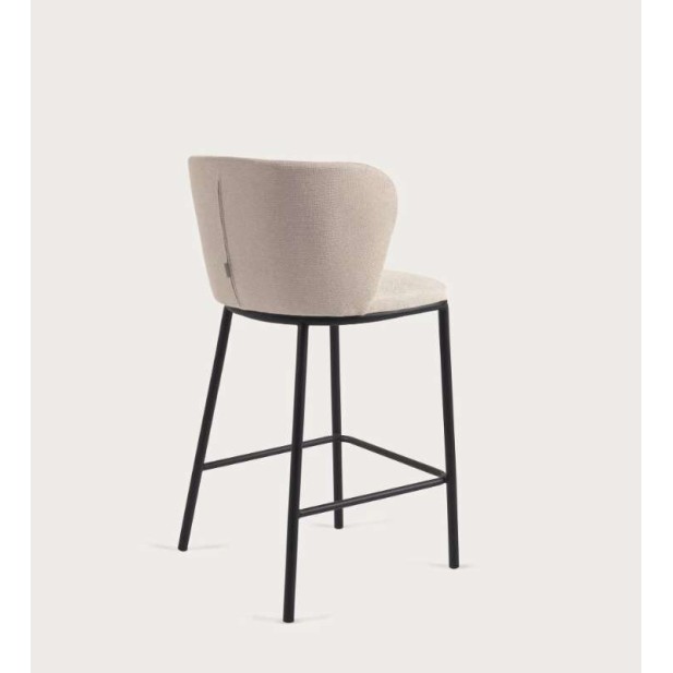 Taburete Ciselia 65 cm chenilla beige/acero negro - Kave Home Taburete Ciselia 65 cm chenilla beige/acero negro - Kave Home