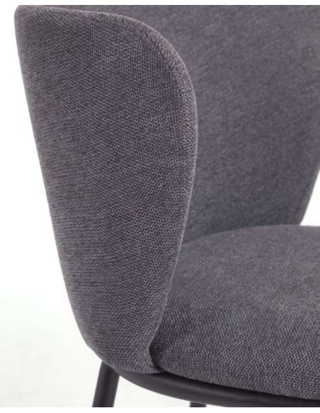 Taburete Ciselia 65 cm chenilla gris oscuro/acero negro - Kave Home
