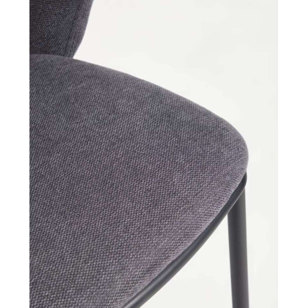 Taburete Ciselia 65 cm chenilla gris oscuro/acero negro - Kave Home
