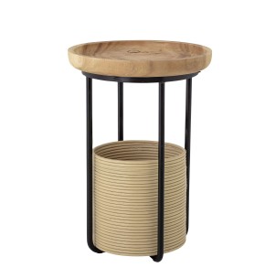 Mesa Auxiliar HITTI, Madera / Ratán Natural / Metal - Bloomingville. Vackart