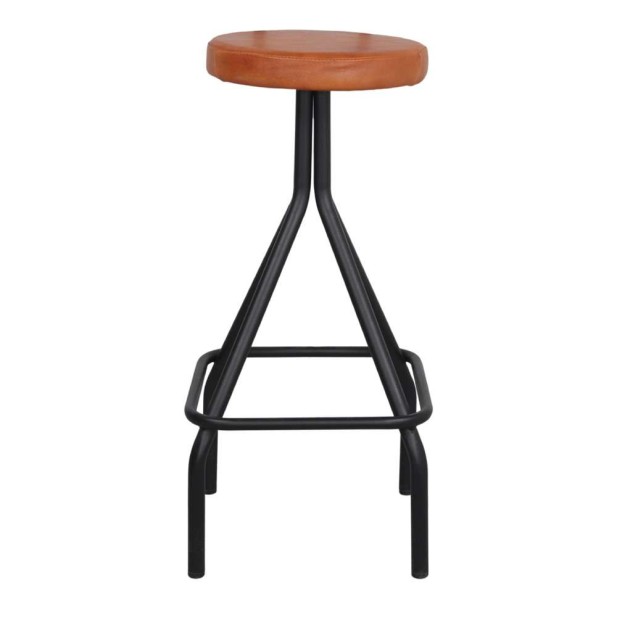 Taburete GAUCHO 79 cm, Metal Negro / Piel Marrón. Vackart Taburete GAUCHO 79 cm, Metal Negro / Piel Marrón. Vackart
