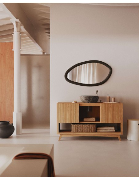 Espejo Magrit, madera mungur negro Ø60x110 cm - Kave Home-D0300010MM01