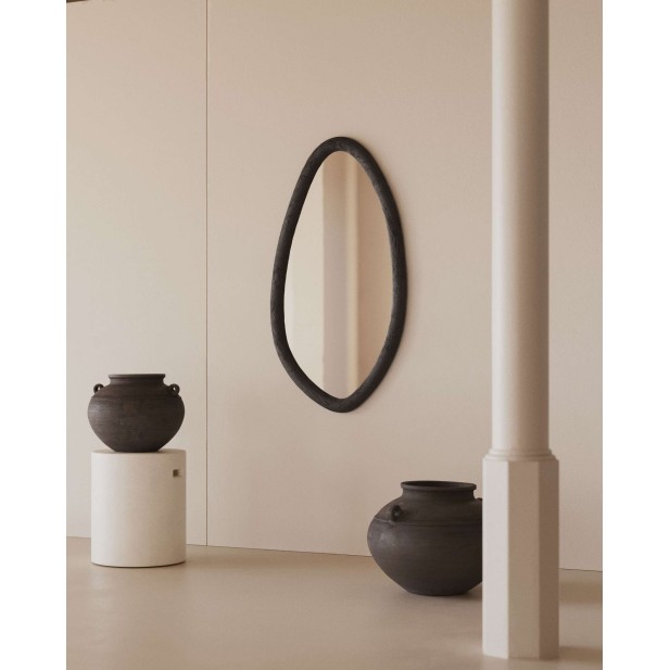 Espejo Magrit, madera mungur negro Ø60x110 cm - Kave Home-D0300010MM01 Espejo Magrit, madera mungur negro Ø60x110 cm - Kave Home-D0300010MM01